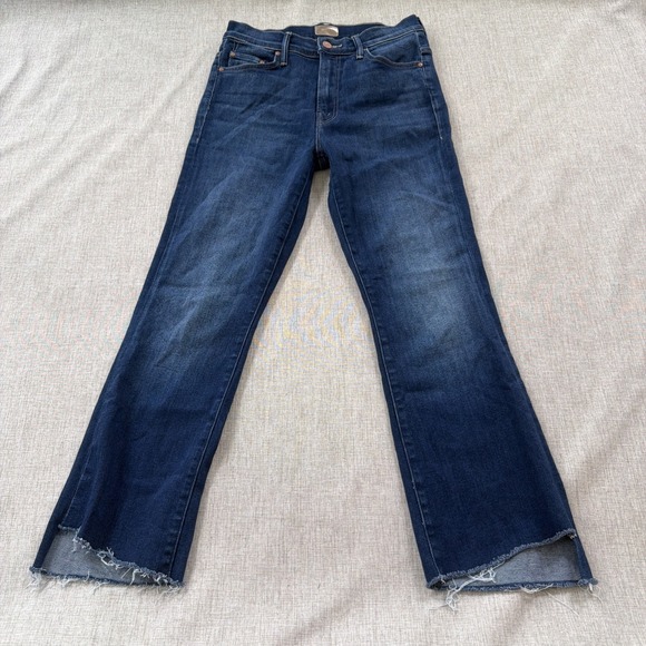 MOTHER Denim - Mother Jeans Womens 27 Blue The Insider Crop Step Fray Dark Wash Denim